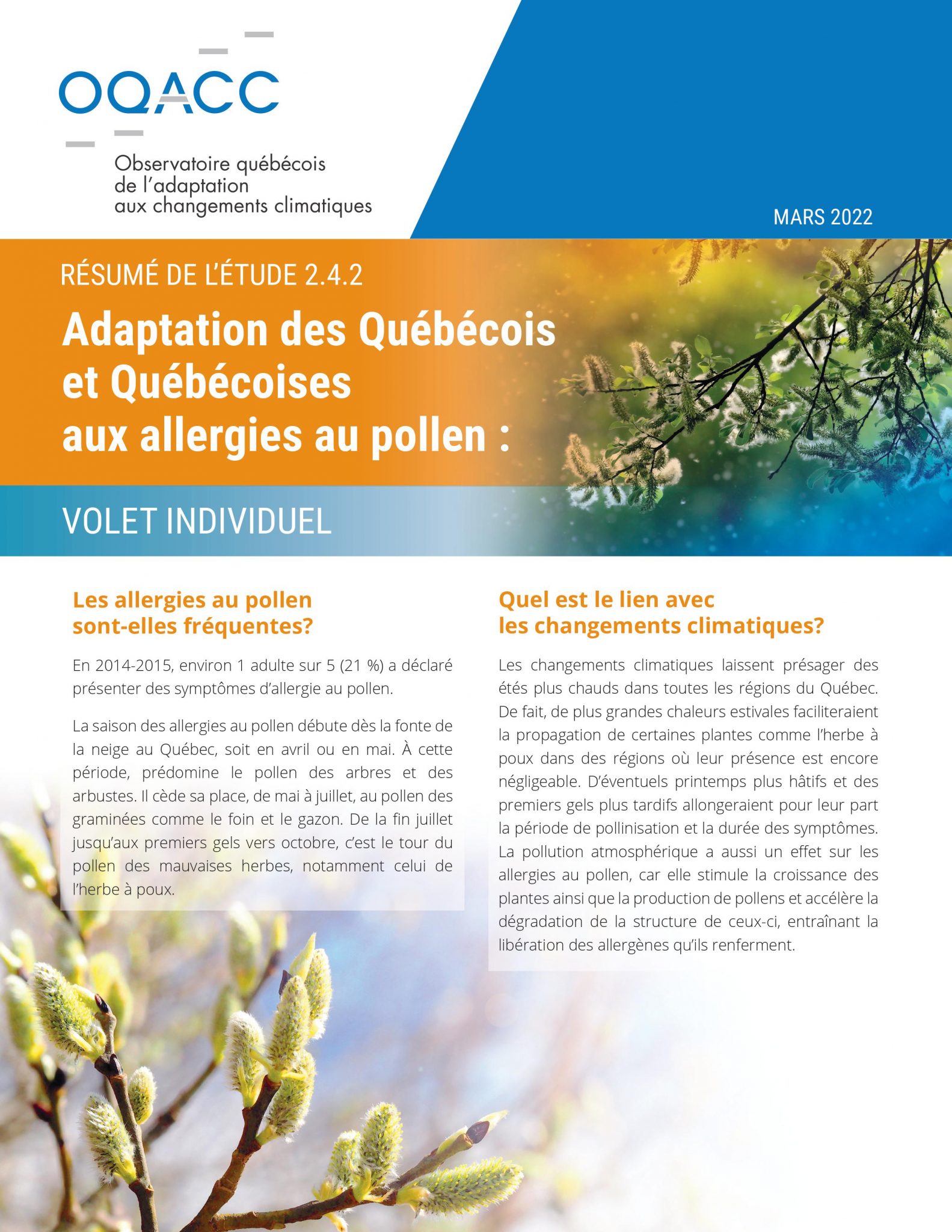 Portrait des comportements d’adaptation au pollen et des symptômes d